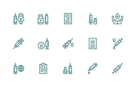 15 Regular Line Style Icons from Immunization Collection Icon Set for Apps vector