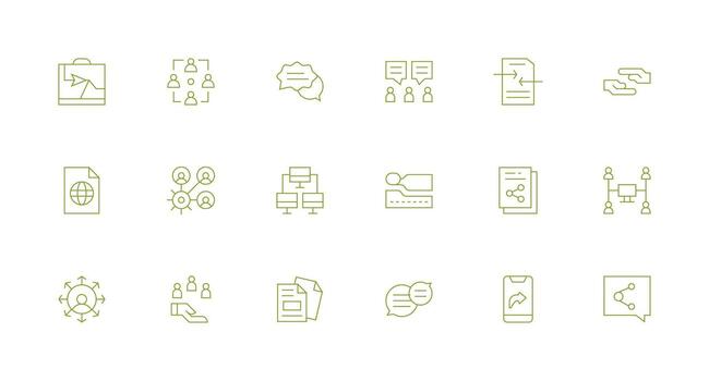 Sharing Set with 18 Minimal Line Icons Minimal Icon Set for Interface Projects vector