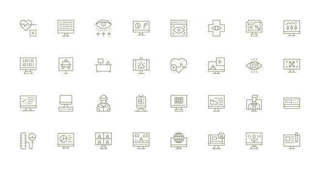 32 Thin Line Designs for Monitor Icons Dashboard Icon Series vector