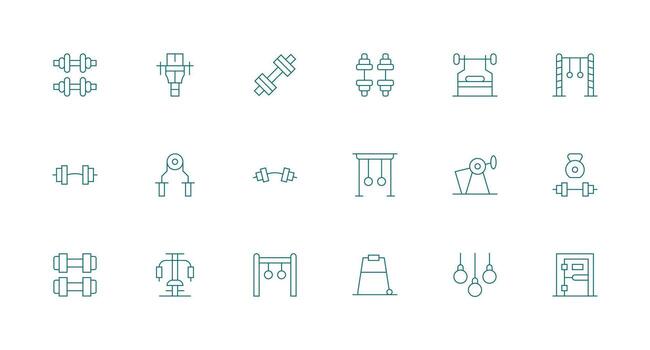 Strength Training Icon Collection with 18 Minimal Line Designs Multi-Purpose Icon Set vector