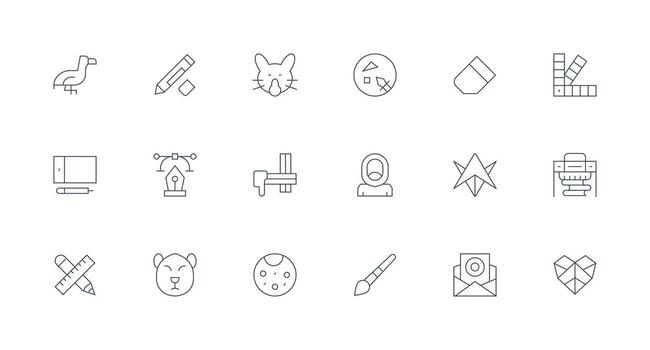 18 Minimal Line Icons for Graphic Design Graphics General Use Icon Pack vector