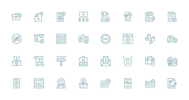 32 Thin Line Style Icons from Denied Collection Optimized Icon Pack for Digital Products vector