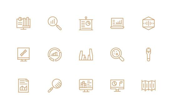 Visualization Icon Set with 15 Regular Line Graphics Icon Set for Web vector