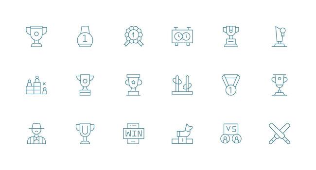 concurso visual paquete conteniendo 18 mínimo línea íconos todas dispositivo compatible icono conjunto vector