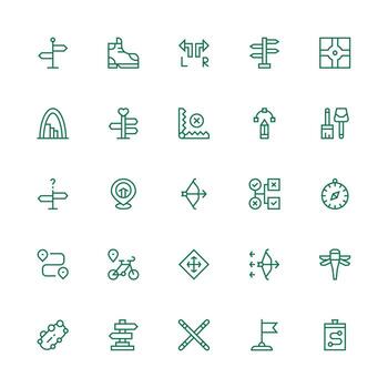 Path featuring 25 Icons in Medium Stroke Outline Design Clean Icon Collection for Web Use vector