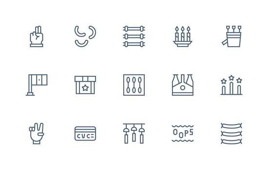 Three Visual Pack containing 15 Regular Line Icons Complete Icon Set for Mobile Apps vector
