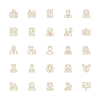 Employee featuring 25 Icons in Medium Stroke Outline Design Multi-Style Icons for Creative Projects vector