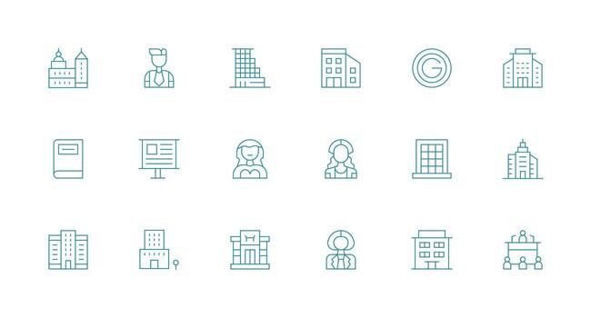 Corporate Icon Collection with 18 Minimal Line Designs Clean Icon Collection for Web Use vector