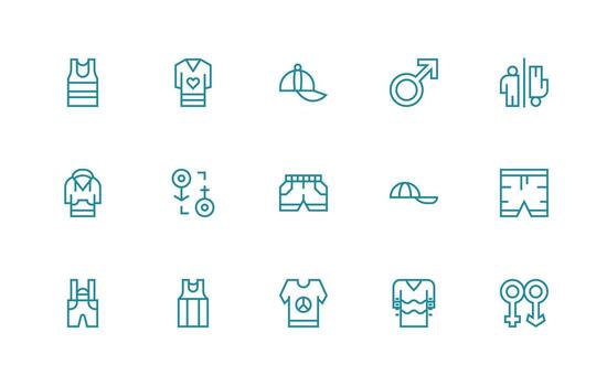 Unisex Icon Set with 15 Regular Line Graphics Theme-Based Icon Pack vector
