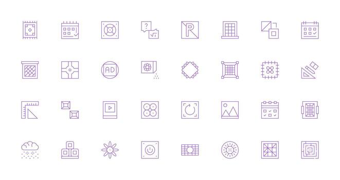 cuadrado diseño íconos presentando 32 en Delgado línea estilo icono conjunto vector