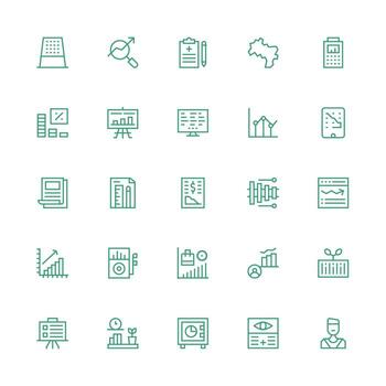 Medium Stroke Outline Style Chart Icons with 25 Vectors Full Icon Library for UI Designers