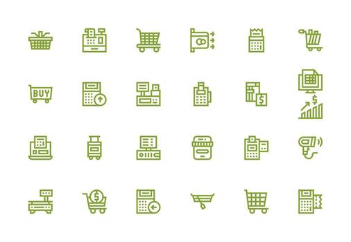 Checkout featuring 24 Icons in Thick Line Line Design Line Icon Collection vector