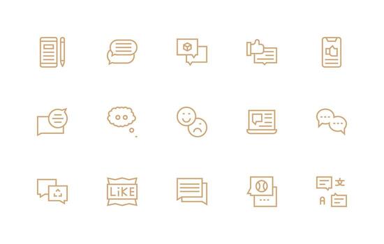 15 Regular Line Designs for Comment Icons Detailed Icon Collection for Design Systems vector