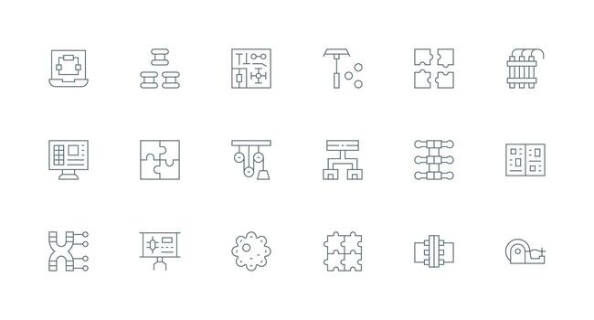 Components Icon Set with 18 Minimal Line Graphics Smart Icon Collection vector