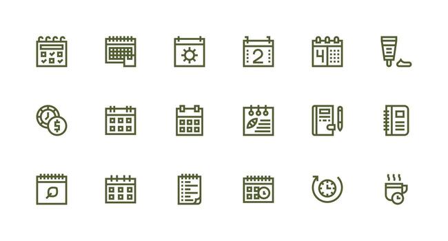 Daily Icon Set with 18 Strong Stroke Line Graphics Digital Product Icons for Fast Delivery vector