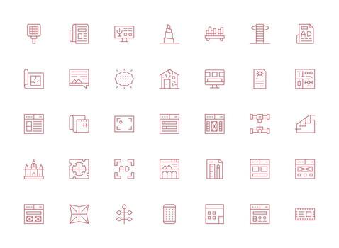35 ligero línea diseños para diseño íconos sencillo íconos para interfaz y wireframes vector