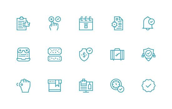 15 Confirmation Icons in Regular Line Aesthetic Style Icon Set vector