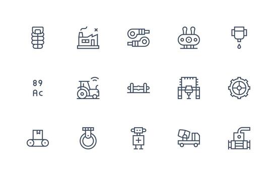 Machinery Set with 15 Regular Line Icons Core Icon Collection for Daily Tasks vector