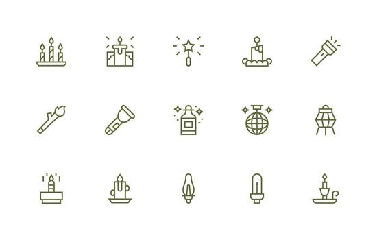 Glow Design Icons featuring 15 in Regular Line Style Versatile Icon Collection for Designers vector