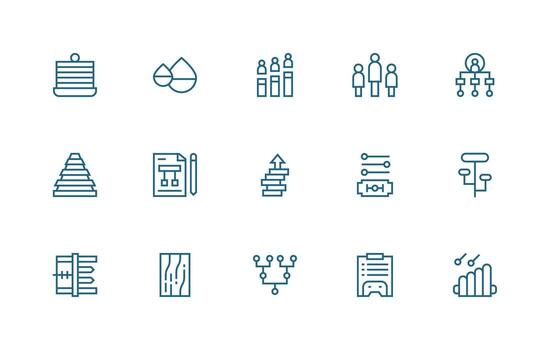 Levels Set with 15 Regular Line Icons Interface Icon Collection vector