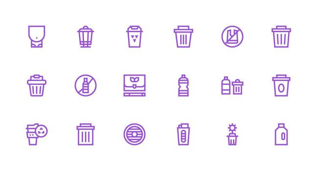 18 Icons for Recycle in Strong Stroke Line Format UI and UX Focused Icon Collection vector