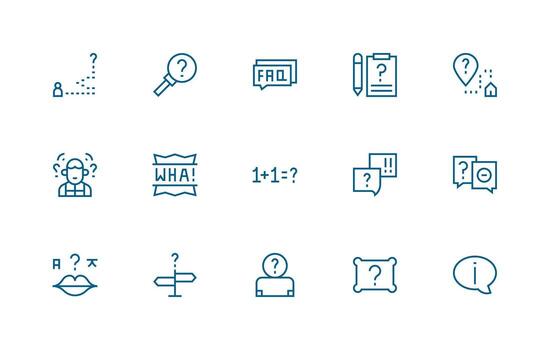 15 Icons for Question Mark in Regular Line Format Minimal Icon Set for Interface Projects vector