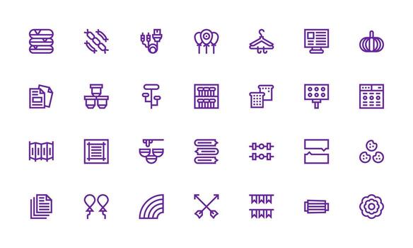 Multiple Icon Set with 28 Bold Line Graphics Display Icon Pack vector