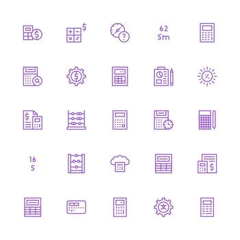 25 Medium Stroke Outline Icons for Calculation Graphics Smart Icon Collection vector