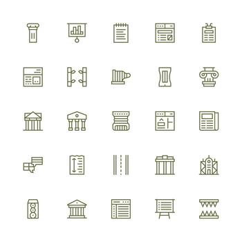 25 medio carrera contorno vectores para columna tema sencillo íconos para interfaz y wireframes