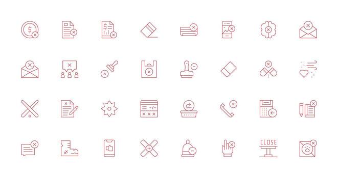 Cancel Icon Set with 32 Thin Line Graphics Creative Icon Set vector