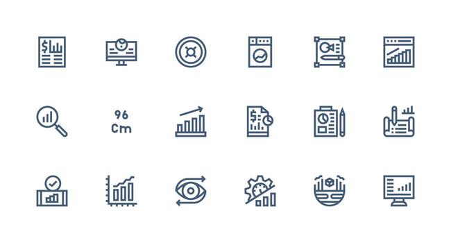 18 Icons for Metrics in Strong Stroke Line Format Design Icon Pack vector