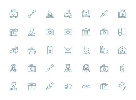 35 Light Line Style Icons from Trauma Collection Multi-Style Icons for Creative Projects vector