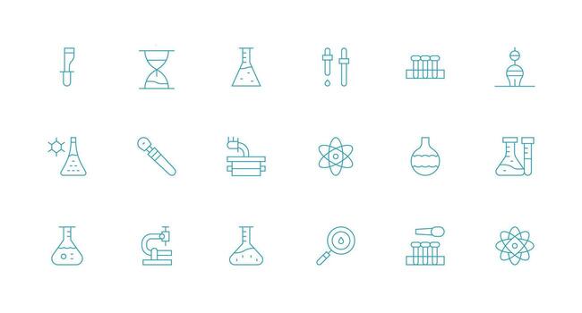 Research Lab Set with 18 Minimal Line Icons Reusable Icon Set vector