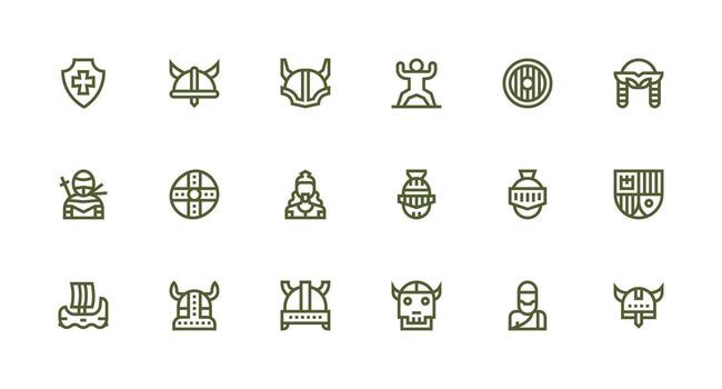 Strong Stroke Line Icons from Warrior Set with 18 Vectors Creative Icon Set