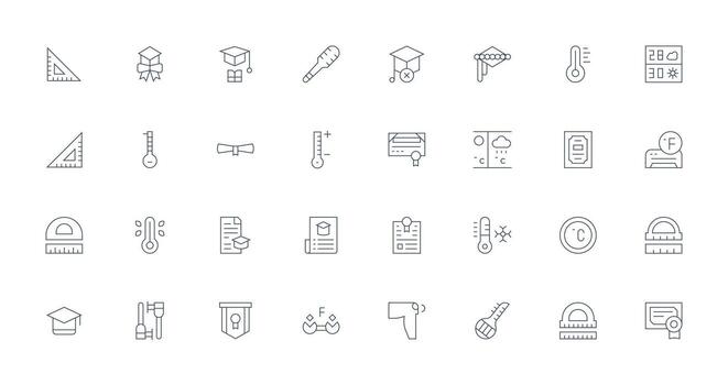 Thin Line Icons from Degree Set with 32 Vectors Customizable Icon Series for Mobile Screens