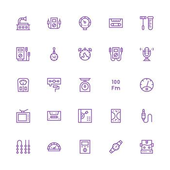 25 Medium Stroke Outline Vectors for Analog Theme Display Icon Pack