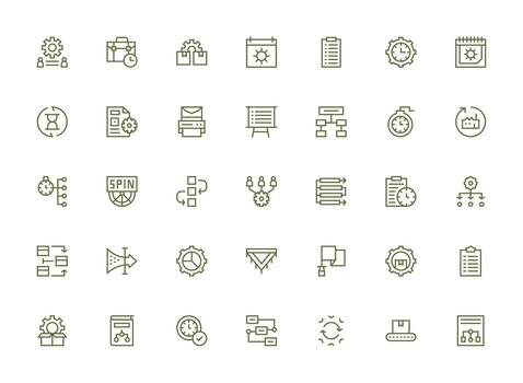 Workflow Set with 35 Regular Clean Line Icons Compact Icon Pack vector