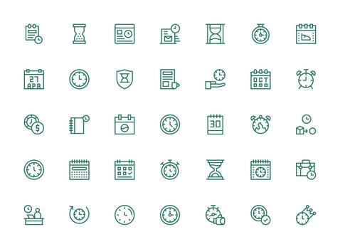Deadline Icon Set with 35 Regular Clean Line Graphics UI-Ready Icon Collection vector