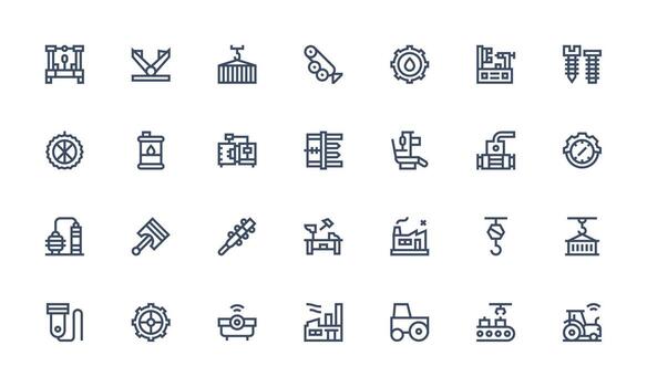 Bold Line Style Machinery Icons with 28 Vectors Minimal Icon Set for Interface Projects