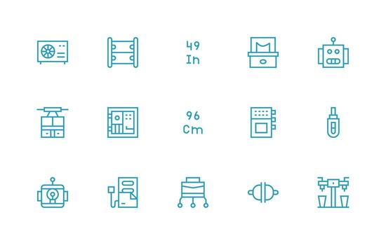 Unit Set with 15 Regular Line Icons Interface Icons for Daily Use vector