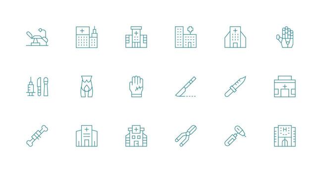 18 Minimal Line Style Icons from Surgery Collection Reliable Icons for All Interfaces vector