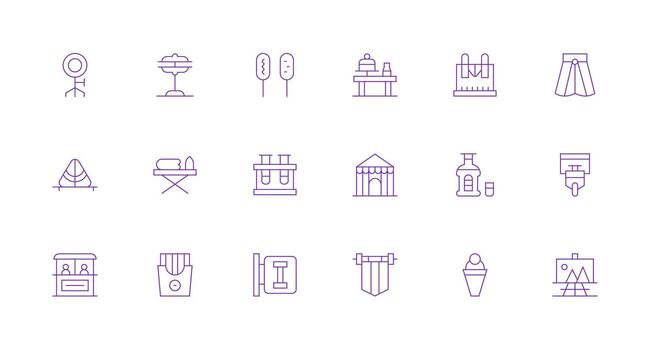 18 Icons for Stand in Minimal Line Format Clean Icon Set Icon Pack for UI Projects vector