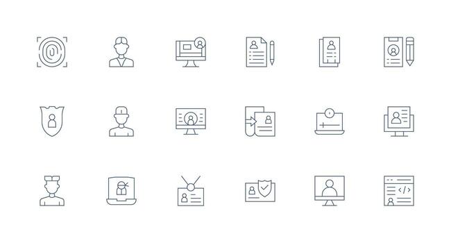 18 Minimal Line Style Icons from Personal Information Collection Icon Set for Projects vector