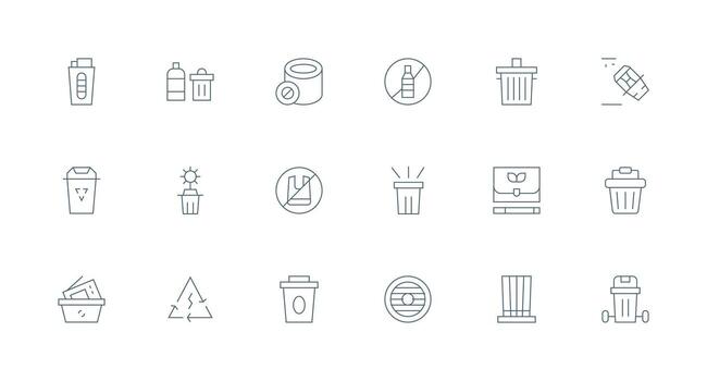Recycle Visual Pack containing 18 Minimal Line Icons Style Icon Set vector