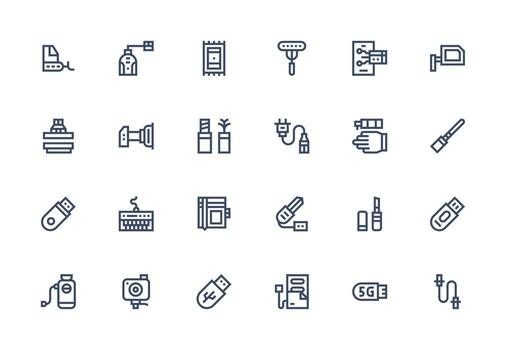 Usb featuring 24 Icons in Thick Line Line Design Neatly Designed Icons for Web Platforms vector