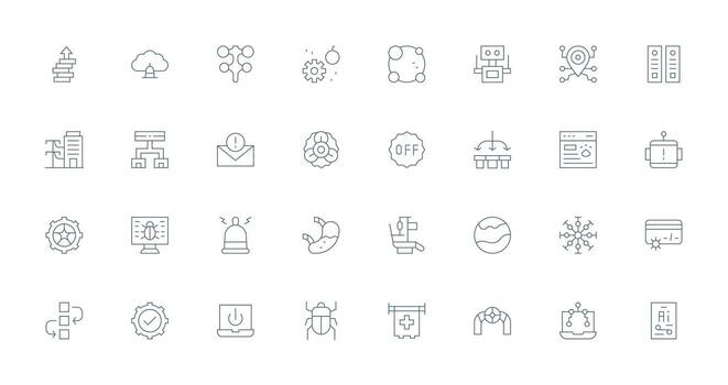 32 Thin Line Icons for System Graphics Smart Icon Collection vector