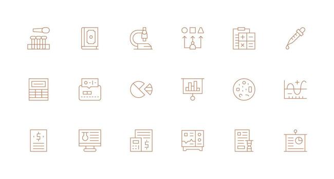 18 Minimal Line Style Icons from Analysis Collection Modern Line and Glyph Icon Series vector