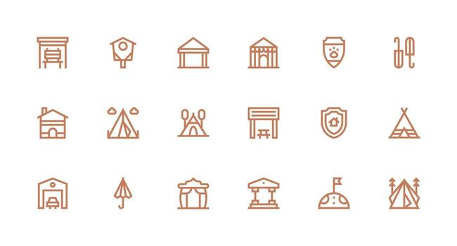 18 Icons for Shelter in Strong Stroke Line Format Scalable Icons for Cross-Platform Interfaces vector