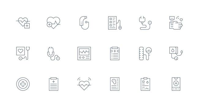 18 Icons for Vital Signs in Minimal Line Format Creative Icon Set vector