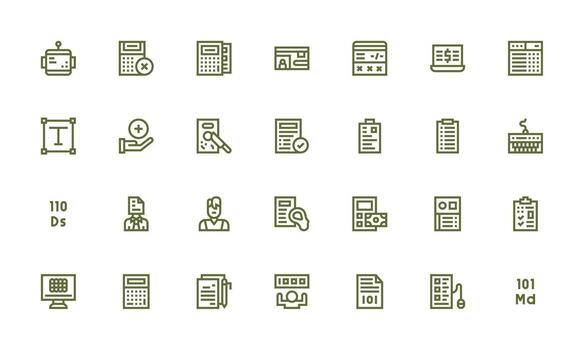 Data Entry featuring 28 Icons in Bold Line Design Simplified Icon Pack for Visual Tools vector